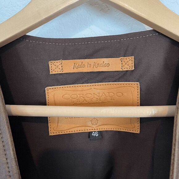 Coronado Laredo Concealed Carry Brown Leather Snap Button Vest Men's Size 46 - Picture 7 of 9